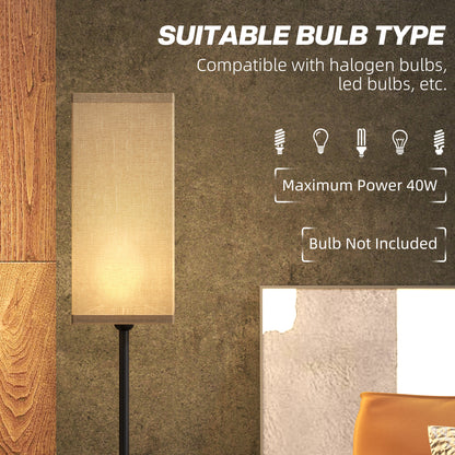 Floor Lamp, Modern Standing Lamp with Linen Shade and Foot Switch, Tall Lamps for Bedroom, Bulb not Included