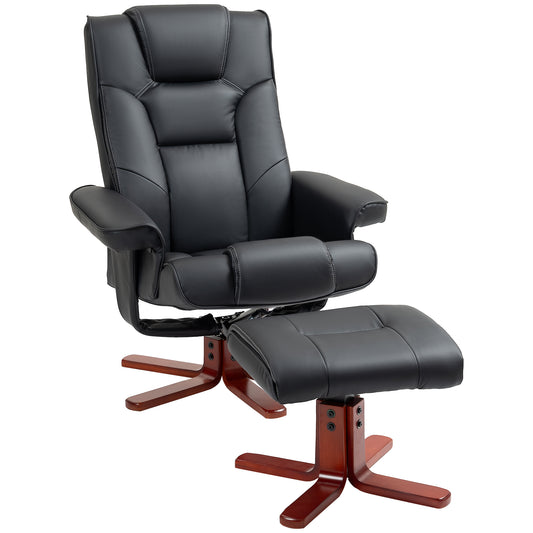 Faux Leather Manual Recliner and Footstool Set
