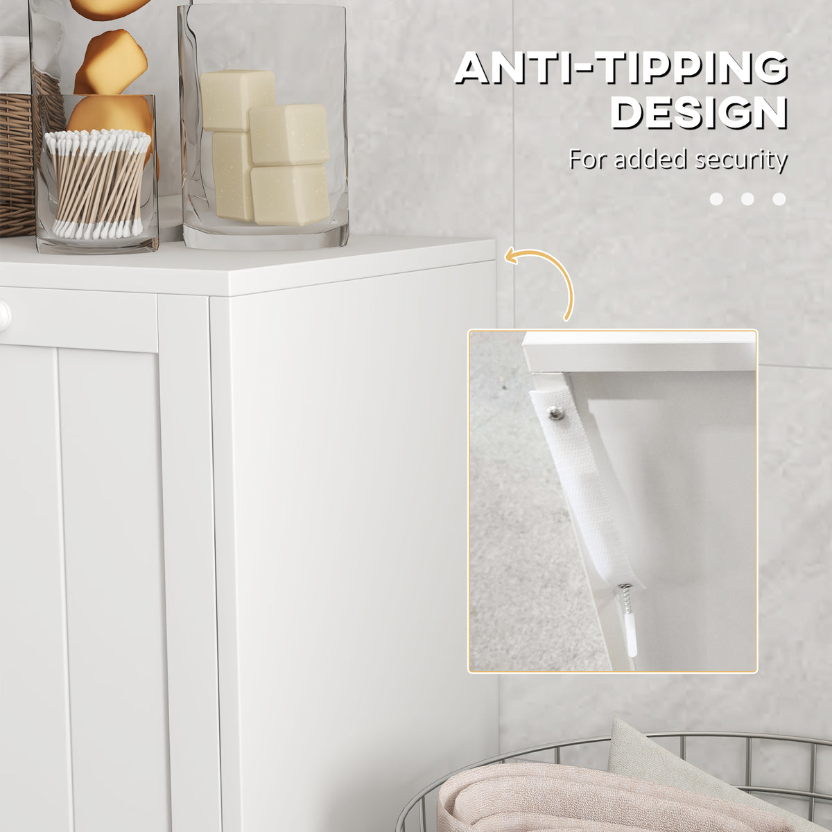 Double Hamper Laundry Storage Cabinet - White