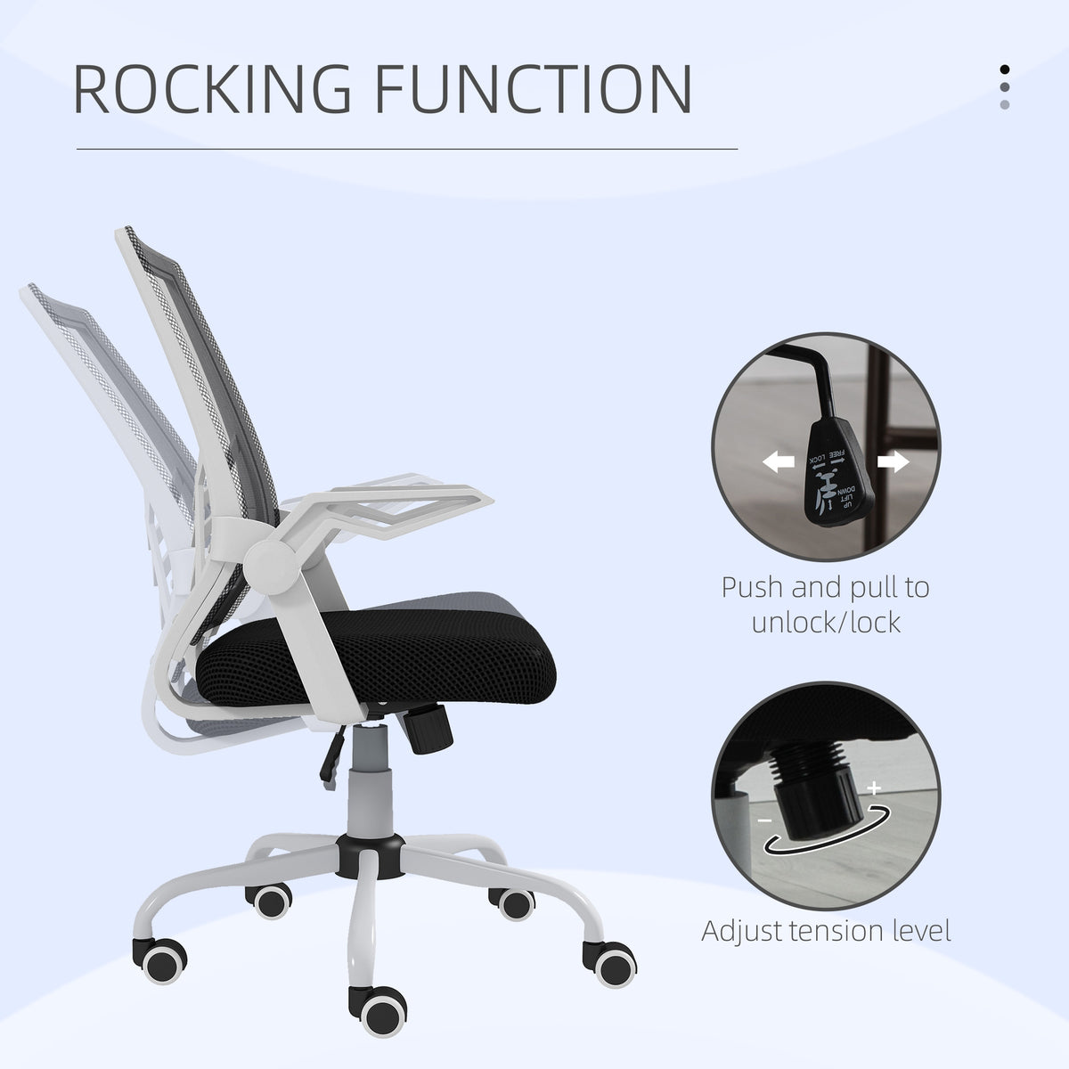 Mesh Office Chair, Computer Desk Chair with Flip-up Armrests, Lumbar Back Support and Swivel Wheels