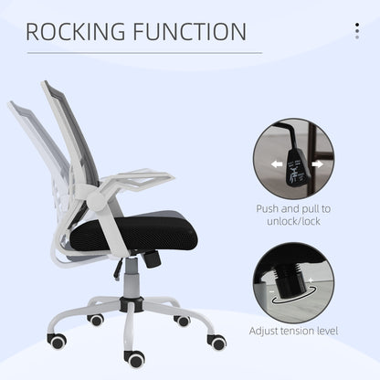 Mesh Office Chair, Computer Desk Chair with Flip-up Armrests, Lumbar Back Support and Swivel Wheels