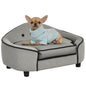 Dog Sofa for XS and S Size Dogs, Pet Chair Bed with Soft Cushion, Cat Sofa Couch with Washable Cover, Wooden Frame, 66.5 x 45 x 35.5 cm, Grey