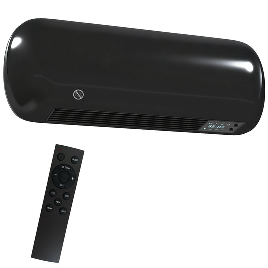 2000W Ceramic Electric Heater with Fan, Adjustable Thermostat, Wall Mounted