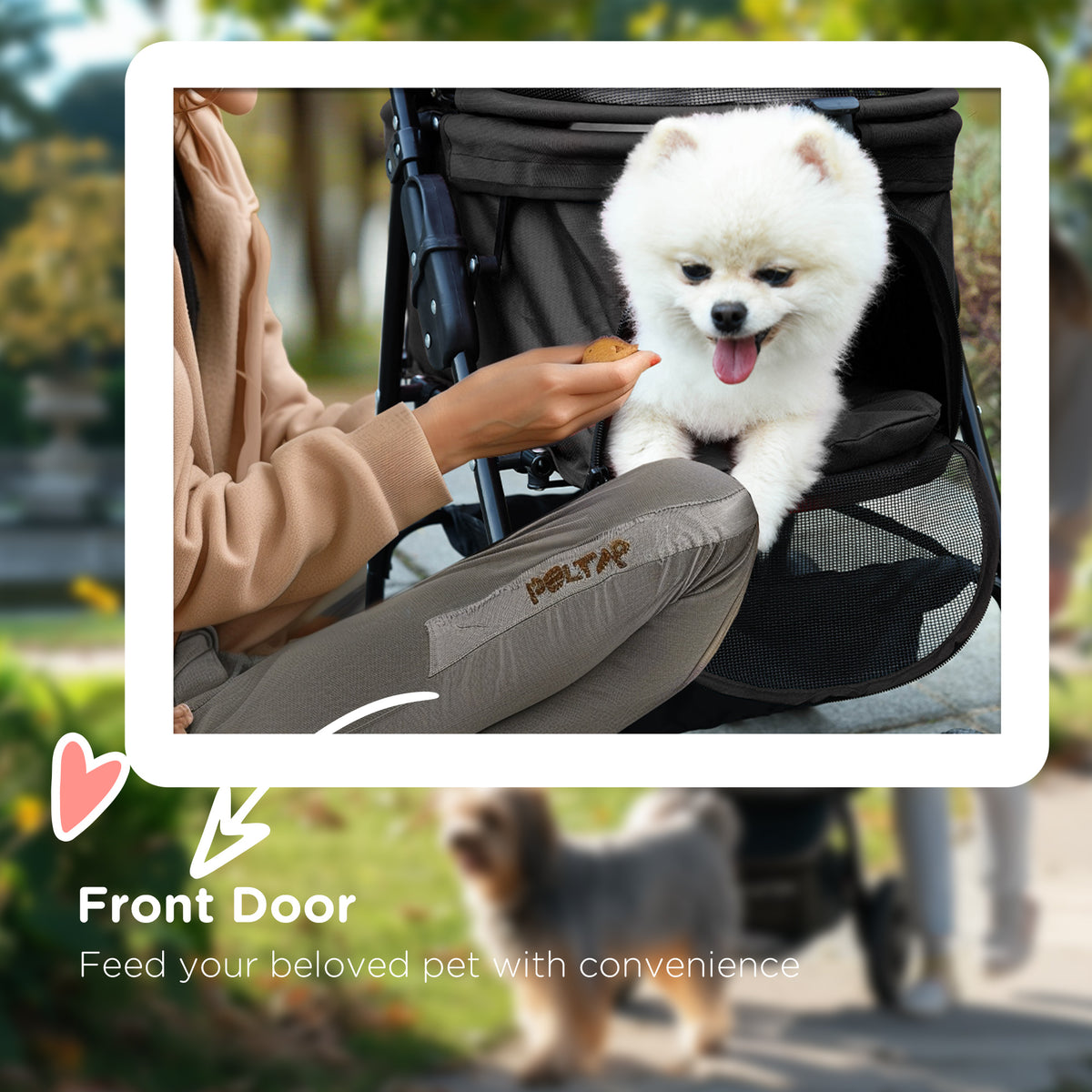 Dog Pram Dog Stroller Foldable Pet Pushchair with 4 Wheels, Safety Leashes, Cup Holder for Small Dogs