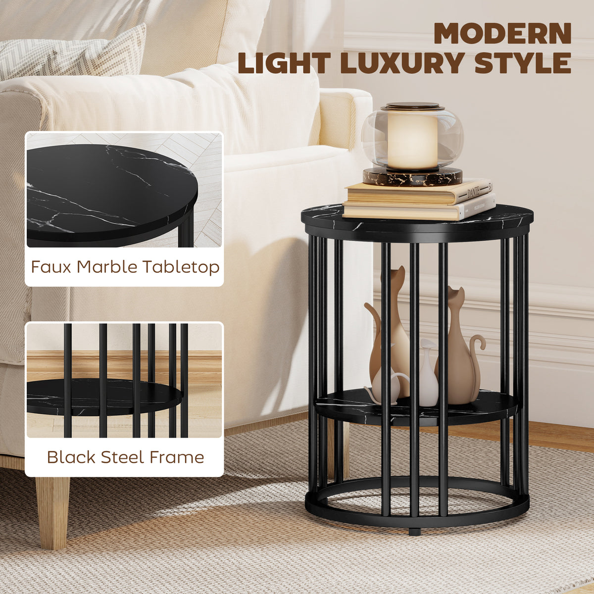 Set of Two Marble-Effect Coffee Tables