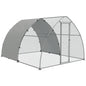 Galvanised Outdoor Chicken Coop, with Cover, for 8-12 Chickens, Hens, Ducks, Rabbits, 3 x 3.8 x 2.2m - Silver Tone