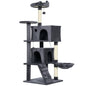 140cm Large Cat Tree Tower with Sisal Scratching Posts, Cat Houses, Plush Perches, Hammock, Ladder, Dark Grey