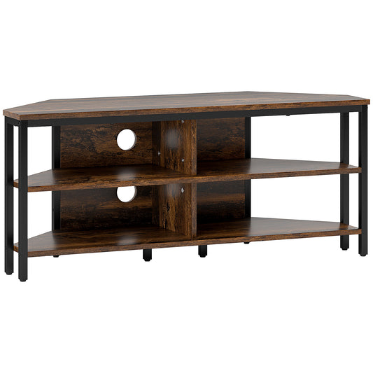 Industrial-Style Corner TV Unit - Black/Brown