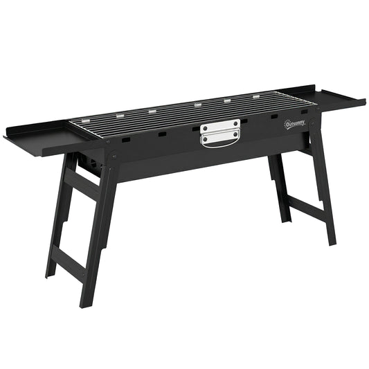 Portable BBQ Grill, Foldable Charcoal Grill for Camping and Picnics with 2 Side Shelves and Handle