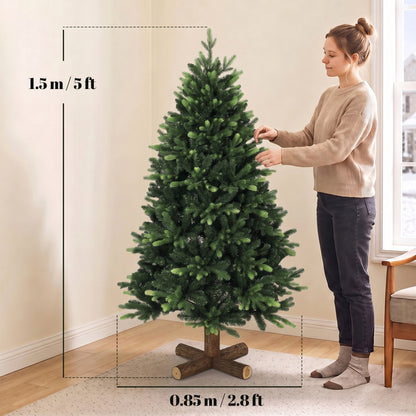 Artificial Christmas Tree, Hinged Xmas Tree with 1620 PE & PVC Branch Tips, 5ft, Green