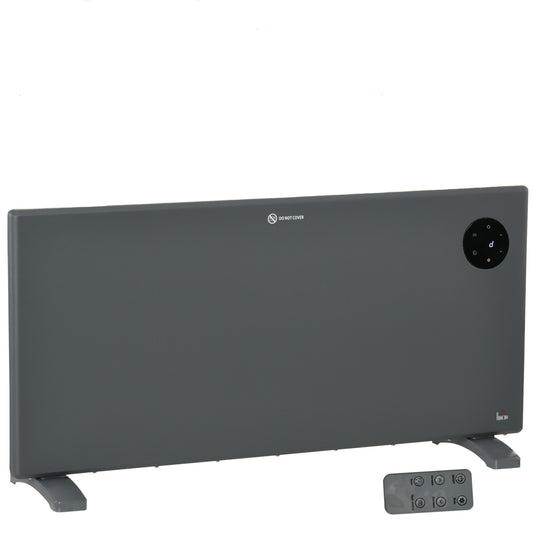 2000W Electric Convector Heater, Freestanding or Wall Mounted, Space Heater with Adjustable Thermostat, Timer, Grey