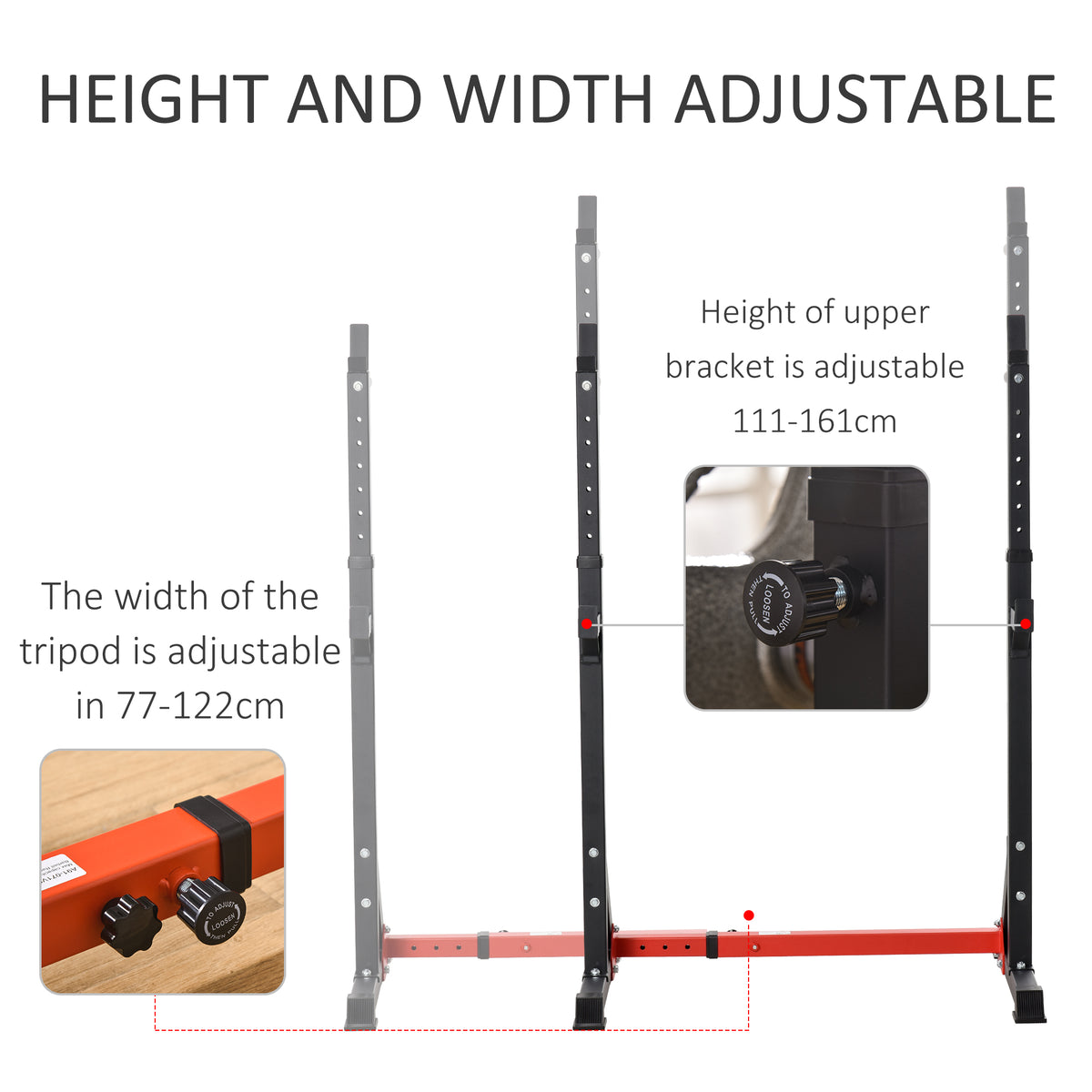 Barbell Rack, Width and Height Adjustable Dip Stand, Bench Press Rack for Home Gym Weight Lifting Fitness Workout, Max Load 150kg