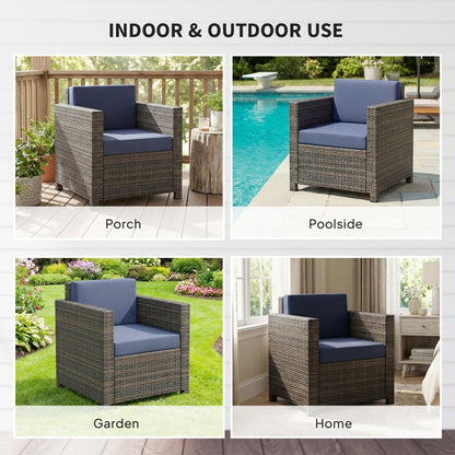 PE Rattan Garden Armchair with Cushion