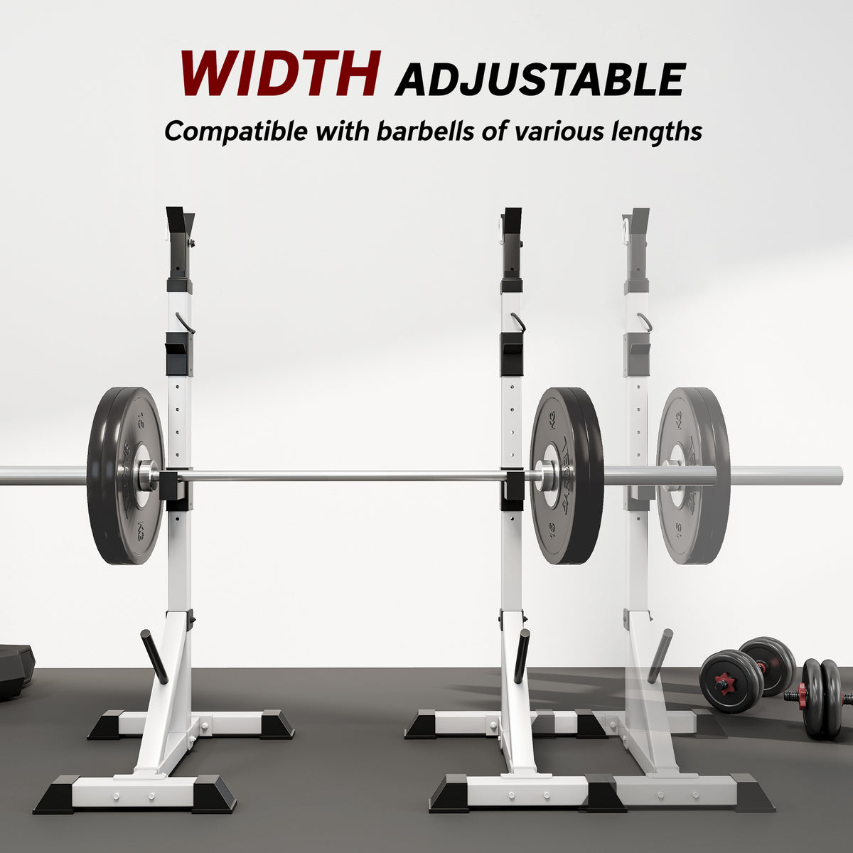 Weights Bar Barbell Rack Squat Stand Adjustable Portable Weight Lifting Max Load 200kg, Suitable For Home Gym Training Work Out