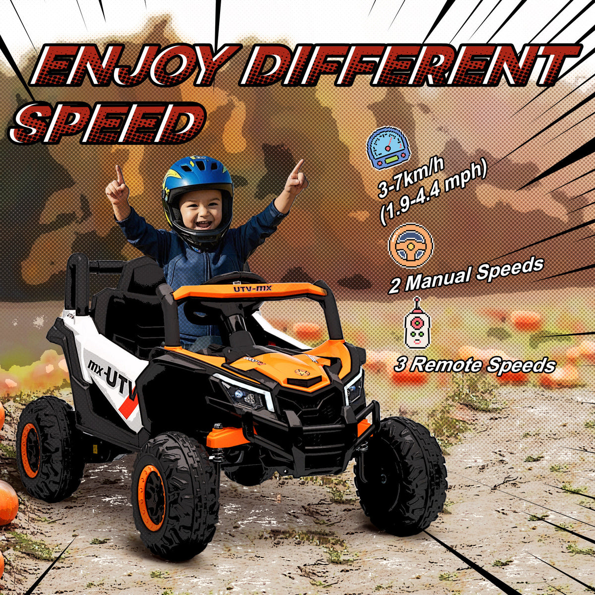 12V Kids Ride On Car with Remote Control, Kids Electric Car with Suspension System, Music, for Ages 3-5 Years