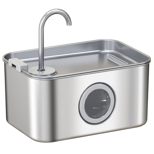 3.2L Cat Water Fountain for Drinking, Cat Fountain Stainless Steel with Visible Water-Level Window, Ultra-Silent Pump