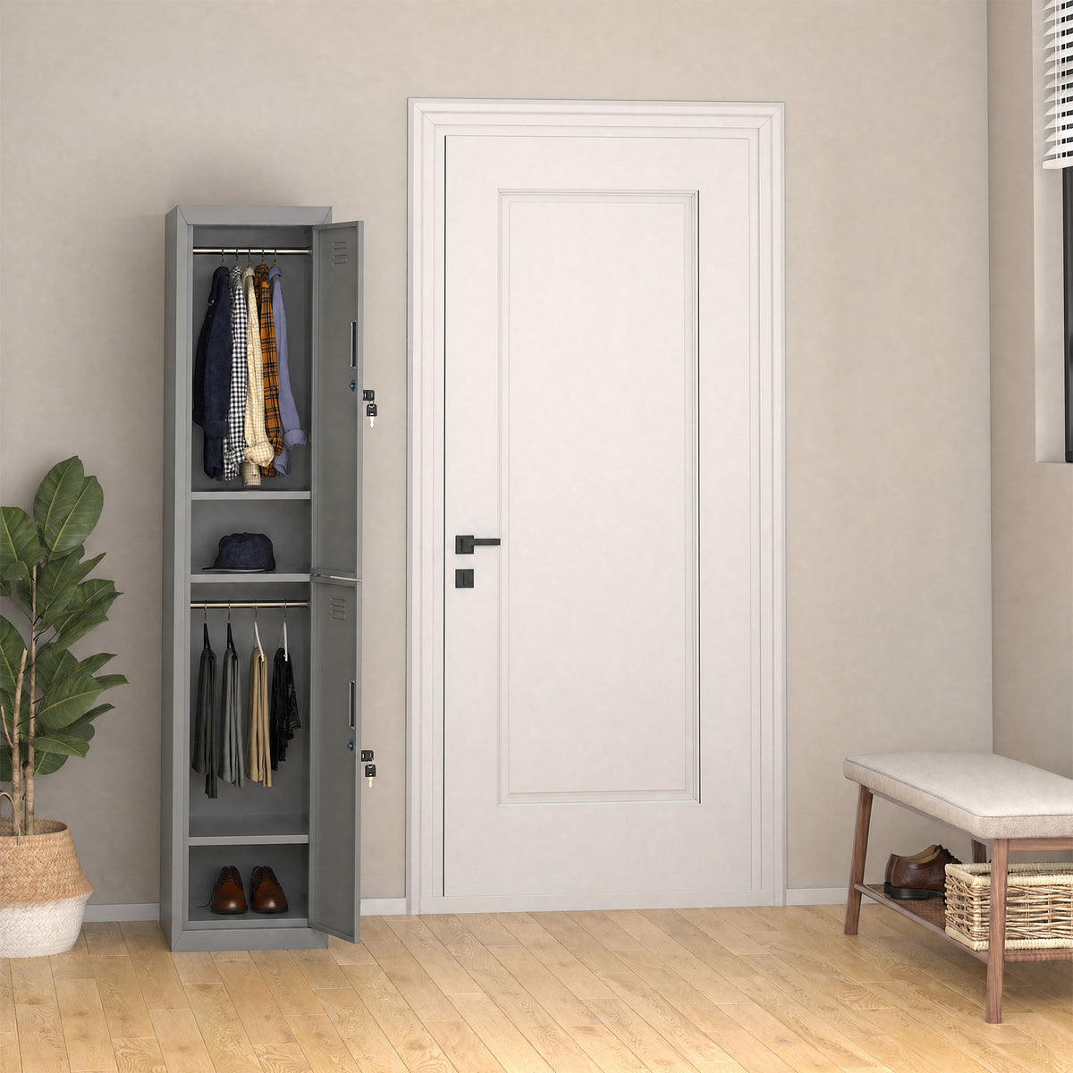 Locker Cabinet Storage Cold Rolled Steel w/ Shelves Vertical Cupboard Grey 38 x 46 x 180 cm