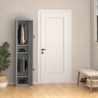Locker Cabinet Storage Cold Rolled Steel w/ Shelves Vertical Cupboard Grey 38 x 46 x 180 cm
