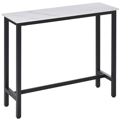 Rectangular Bar Table, Wood Effect Coffee Table for Small Space, Breakfast Dining, Kitchen, Industrial, White & Black
