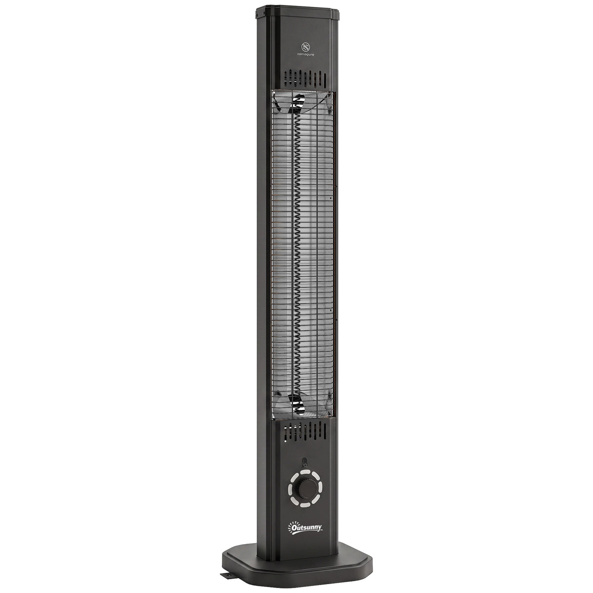 2000 W Electric Infrared Patio Heater with Cover, Free Standing/Wall Mounted IP65 Outdoor Garden Heater, Black