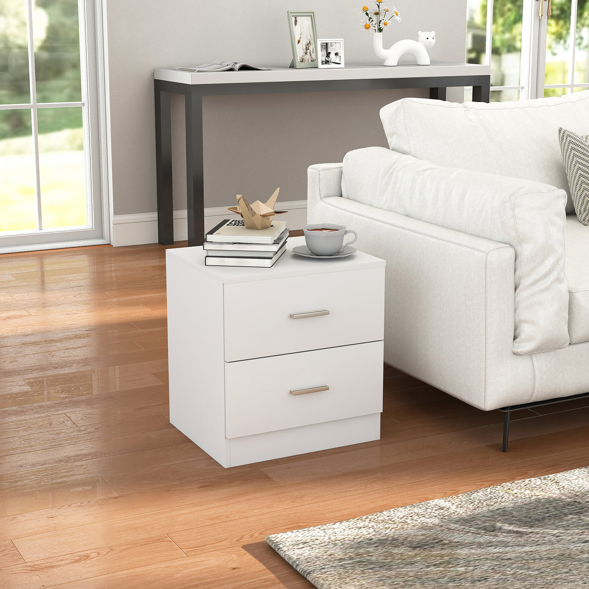 Modern Bedside Table, Beside Cabinet with 2 Drawers, for Bedroom, Living Room
