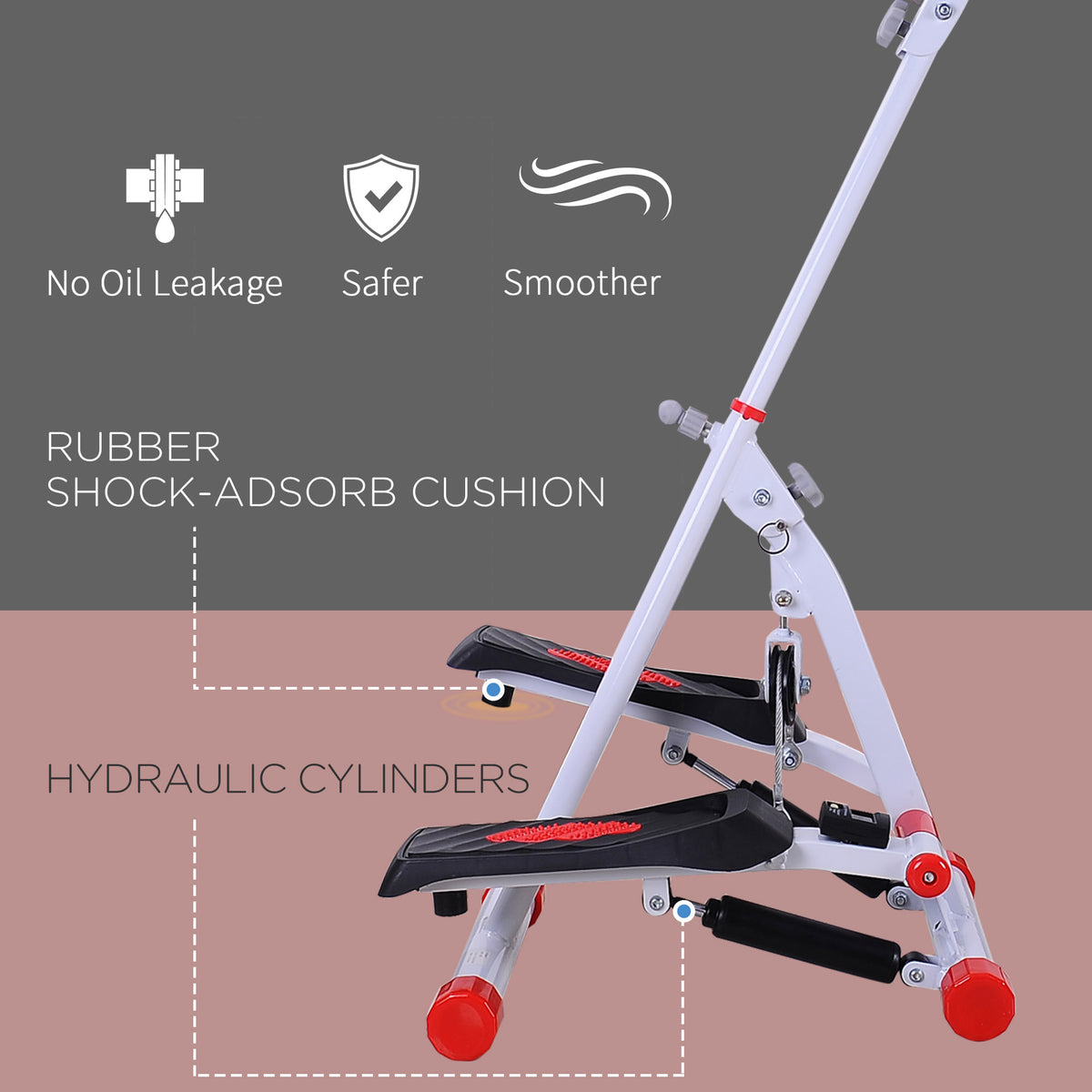 Stepper w/ Handle Hand Grip Workout Fitness Machine For Fitness Aerobic Exercise Home Gym Red