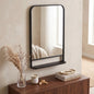 Modern Rectangular Wall Mirror with Storage Shelf, 86 x 53 Mirrors for Living Room, Bedroom, Black