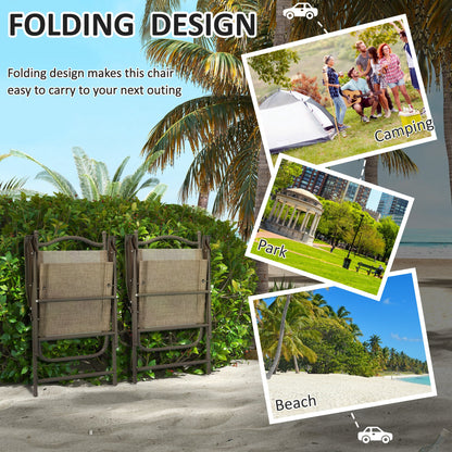 Set of Two Folding Garden Chairs, with Fabric Mesh Seats