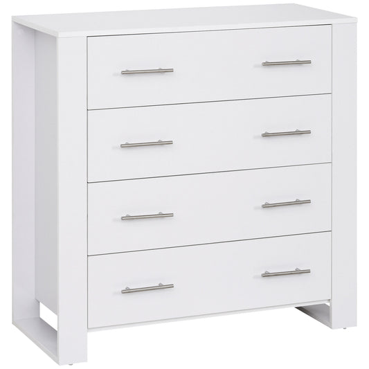 Chest Of 4 Drawers Storage Cabinet Bedroom Clothes w/Metal Handles Base Freestanding Unit Furnishing Living Room White