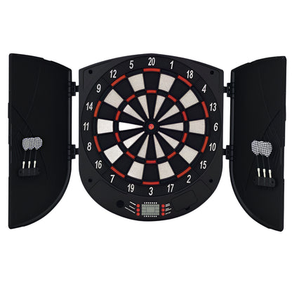 Electronic Dartboard Set 26 Games and 185 Variations with 6 Darts and Cabinet to Stroage Multi-Game Option Ready-to-Play