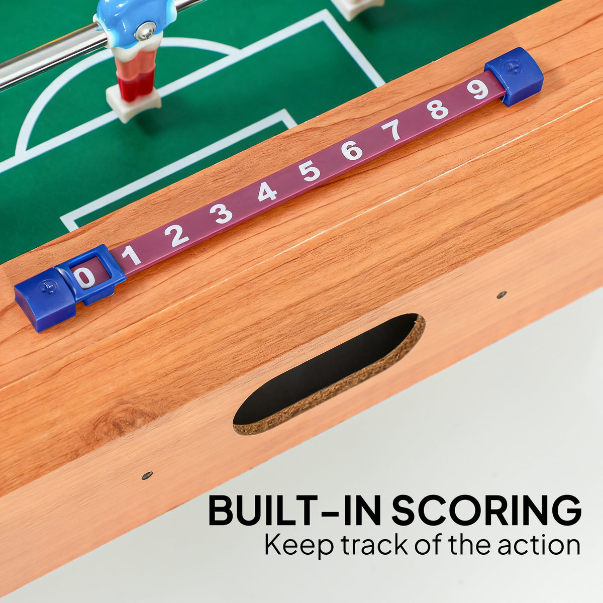 20 in Table-top Football Table with Stainless Steel Rods, Compact Foosball Table for Kids and Adults, All-Inclusive Foosball Game Set for Indoor, Nature Wood Finish