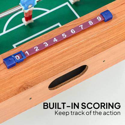 20 in Table-top Football Table with Stainless Steel Rods, Compact Foosball Table for Kids and Adults, All-Inclusive Foosball Game Set for Indoor, Nature Wood Finish