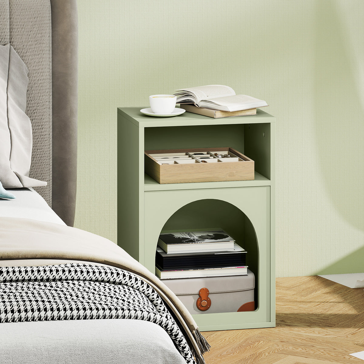 Bedside Table with 2 Open Compartments