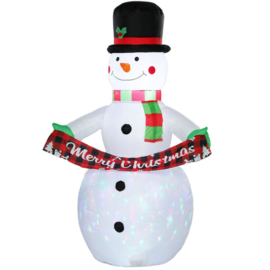 Inflatable Christmas Decoration, 6.7FT Christmas Inflatable Snowman with Colourful LED Light