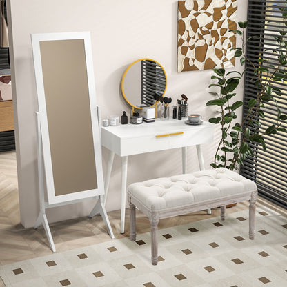 Dressing Table, with Round Mirror, 80 x 40 x 123 cm - White