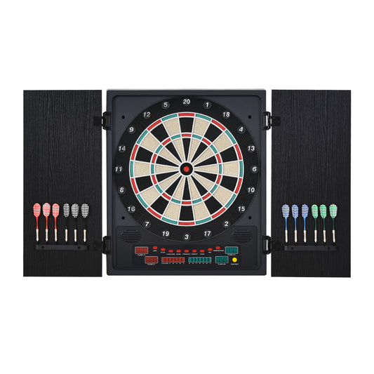 Electronic Dartboard Set, 27 Games Modes and 202 Variations, LED & 12 Soft Tip Darts and Cabinet to Storage, Ready-to-Play Multi-Game Option Darts Machine