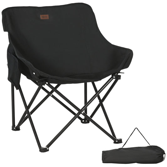 Camping Chair, Lightweight Folding Chair with Carrying Bag and Storage Pocket, for Festivals, Fishing, Beach and Hiking, Black
