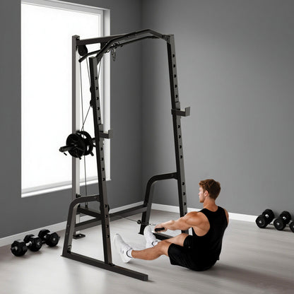 Power Cage Power Rack with 15-Level Squat Rack, Cable Pulley System, Lat Pulldown & Pull Up Bar