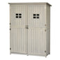 Wooden Garden Shed with Two Windows, Tool Storage Cabinet, Outdoor Double Door Organizer 127.5L x 50W x 164H cm, Grey