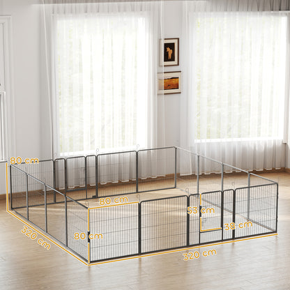 16 Panels Heavy Duty Puppy Playpen, for Small and Medium Dogs, Indoor and Outdoor Use - Grey