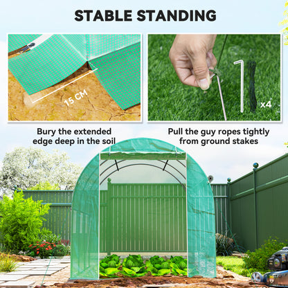 296 x 196cm Steel Frame Polytunnel Greenhouse