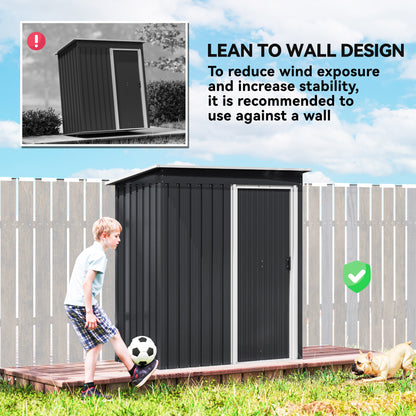 5 x 3ft Garden Storage Shed with Sliding Door and Sloped Roof Outdoor Equipment Tool, Black