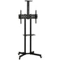 Mobile TV Stand on Wheels for 32-75 Inch Screens, Mobile TV Cart with Tilt, Height Adjustable, Black