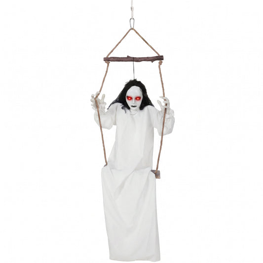 170cm Animated Hanging Swing Ghost Halloween Decoration, Sound Touch Activated Ghost Halloween Animatronic