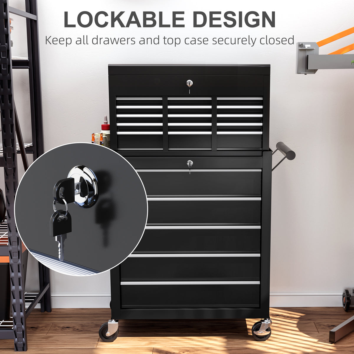 14 Drawer, Two-Part Tool Storage Chest on Wheels