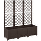 Raised Garden Bed with Trellis, Plastic Planter Box with Drainage Holes, Drain Plugs and Water Reservoirs for Climbing Plants, Vegetables, Flowers, Brown