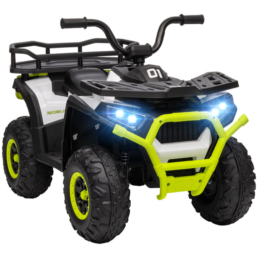 12V Kids Electric Ride on ATV, Battery-Powered Quad Bike w/ Spring Suspension, Forward Backward, Storage Basket
