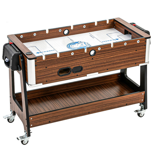 3 in 1 Multi Game Table, 3.4ft Reversible Air Hockey Pool Football Games Table with Lockable Wheels, Storage Shelf