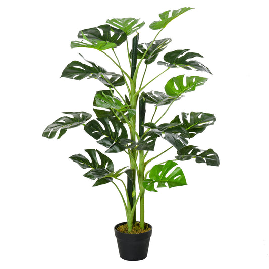 100cm/3.3FT Artificial Monstera Tree Decorative Cheese Plant 21 Leaves with Nursery Pot, Fake Tropical Palm Tree for Indoor Décor