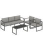 4 Piece Outdoor Garden Furniture Set, Patio Furniture with 3-Seater Sofa, Armchairs and Coffee Table
